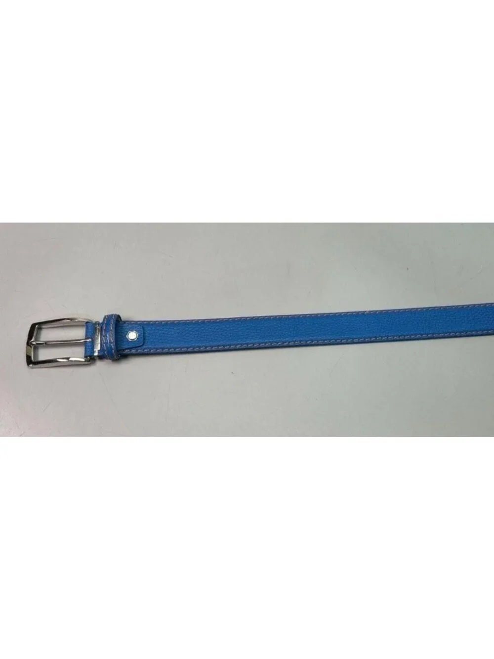 Roger Ximenez Men's Italian Calf Leather Blue  Yellow Stitching Belt 46 Inches